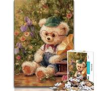 Cartoon Teddy Bear Jigsaw Puzzles for Adults 1000 Pieces,Help The Brain Exercise Addictive Toys to Cultivate Patience Great Gift (38x26cm)