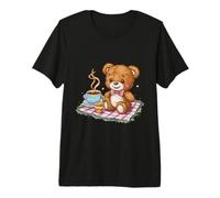 Cartoon Teddy Bear with Honey and Tea Premium T-Shirt