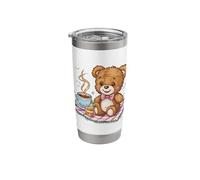 Cartoon Teddy Bear with Honey and Tea Stainless Steel Insulated Tumbler