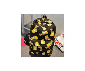 Cartoon The Simpsons Print Backpack Cartoon Doodle Print Canvas Backpack(black)