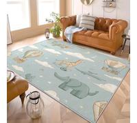 Cartoon Theme Pattern Flannel Rug for Living Room & Bedroom Soft Fluffy Carpet Blue Non-Slip, Machine Washable, Kids Area Rug Mat for Playroom & Floor Protector 140x200 cm