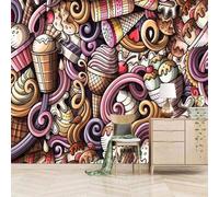Cartoon Three Dimensiona Creative Ice Cream Personality Modern 3D Wallpaper Premium Textured Silk Neutral Tones Material Ideal for Living Room Bedroom-350cm×256cm