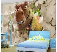 Cartoon Three Dimensional Stone Wall Animals Dinosaurs 3D Wallpaper Easy Install Feature Office Living Room Sofa Bedroom TV Background Wall Decoration-400cm×280cm