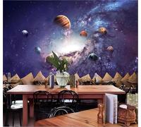Cartoon Three Dimensional Universe Starry Sky Planets 3D Wallpaper Easy Install Feature Office Living Room Sofa Bedroom TV Background Wall Decoration-250cm×170cm