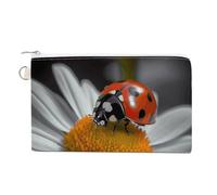 Cartoon Tiger Coin Purse Canvas Change Pouch with Zipper Small Cosmetic Organizer Bag Women Wallet for Car Keys, Credit Cards, Cash, Lipstick, Ladybug Daisy, One Size