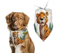 Cartoon Tiger Dog Bandana Triangle Dog Scarf Washable Polyester Dog Bibs Cute Pet Bandana for Medium Large Dogs Puppy and Cats