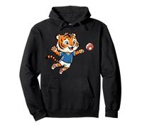 Cartoon Tiger Football Soccer Player For Kids Pullover Hoodie