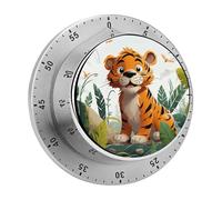 Cartoon Tiger Kitchen Timer - Mechanical Visual Timer, Stainless Steel Digital Timers with Magnetic Base Egg Timers for Hard Boiled Eggs 60-Minute Countdown Kitchen Clock for Cooking