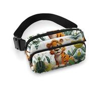 Cartoon Tiger Printed Fanny Pack Fanny Packs for Women Men,Crossbody Bag Large Chest Bag with Adjustable Strap for Outdoors Workout Traveling Casual Running, Cartoon Tiger, 20x13cm