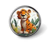 Cartoon Tiger Round Badge Cute Brooch Hats Jackets Decor Personalized Lapel Pin Clothing Jewelry Accessories for Wedding Party Gift