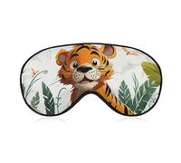 Cartoon Tiger Sleep Mask for Women Men Side Sleeper Eye Cover with Adjustable Strap Soft Breathable Blackout Mask Slip-Free Deep Sleeping Travel Essentials