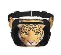 cartoon tiger Square double - layer fanny pack with adjustable shoulder strap - travelling fanny pack - perfect for outdoor sports, Black, One Size