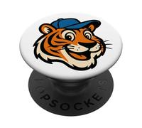 Cartoon Tiger Wearing a Baseball Cap Sports Mascot Style PopSockets Adhesive PopGrip