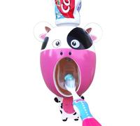 Cartoon Toothbrush Dispenser for Kids, Hands Free Automatic Toothpaste Squeezer, Cute Calf Design, Wall Mounted, Easy Installation, Safe Plastic Material, Fun Bathroom Accessory