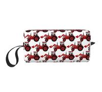 Cartoon Tractor Print Foam Padded Cosmetic Case Simple Organizer Pouch Lightweight Travel Bag for Space Saving