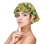 Cartoon Tractor Village Print Satin Silk Bonnet for Sleeping Women, Adjustable Double Layer Satin Hair Bonnet Night Sleep Cap for Curly Hair