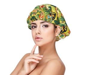 Cartoon Tractor Village Print Satin Silk Bonnet for Sleeping Women, Adjustable Double Layer Satin Hair Bonnet Night Sleep Cap for Curly Hair
