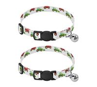 Cartoon Tractor White Red Dog Collar 2 Pack Soft Polyester Pet Collar Adjustable Length 10.6" to 17.1"
