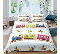Cartoon Train Duvet Cover Boys Car Vehicles Bedding & Linen Cute Trains Bedding Set For Kids Teens Bedspread Cover Ultra Soft Single Bedclothes Zipper Boys