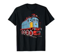 Cartoon Train Locomotive Colorful Railway Illustration T-Shirt