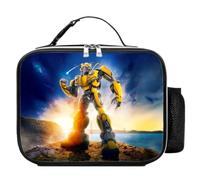 Cartoon Transformer Robot Cars Boys Girls School Leakproof Leather Insulated Lunch Bag Children Reusable Thermal Cooler Food Bag Kid's Birthday Xmas Gift (A)