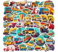 Cartoon Transportation Stickers for Baby Bottle Water Bottle Skateboard Toy Phone Case Laptop Notebook, Cute Vehicle Car Bike Motorbike Ship Plane Early Education Stickers for Baby Kids Children 50Pcs