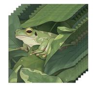Cartoon Tree Frog Cloth Napkins Set of 6, Dinner Napkins Cloth 50 x 50 cm, Soft & Comfortable Reusable Napkin for Party Wedding Napkins