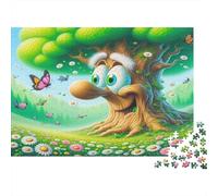 Cartoon Tree Jigsaw Puzzles 1000Pc Recycled Paper for Adults Puzzle for Adults Educational Game Decompression Fun Home Activity Great Gift Idea for Gift Giving 38x26cm/1000pcs