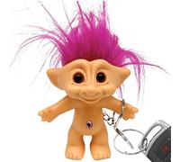 Cartoon Troll Doll Keychain Good Luck Troll Key Holder Collectible Troll Doll Key Ring Crazy Colour Hair Figurine with Detachable Key Ring for School Project, Arts and Crafts, Parties Favors