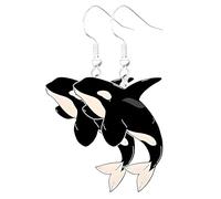 Cartoon Trout Fish With Hook Acrylic Earrings, Ocean/Lake-Inspired Classic Style, Ocean Creature Earrings Set, Earrings Featuring Adorable Sea Animals: Dolphin, Blue Whale, Betta Fish, Jellyfish