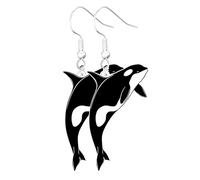 Cartoon Trout Fish With Hook Acrylic Earrings, Ocean/Lake-Inspired Classic Style, Ocean Creature Earrings Set, Earrings Featuring Adorable Sea Animals: Dolphin, Blue Whale, Betta Fish, Jellyfish