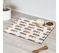 Cartoon Truck Bulldozer Pet Feeding Mat for Cat Dog Water Bowl Food Mats Pet Feeding Mats Absorbent Nti-Slip Contain Spills Protects Floors Placemat 40.6 x 60.9 cm