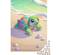 Cartoon Turtle Beach 1000 Piece Jigsaw Puzzle, 52x38cm/1000pcs, for Adults, Quiet Home Activity, Evening Leisure And Quiet Weekends