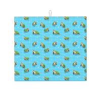 Cartoon Turtle Cute Print Microfiber Dish Drying Mats for Kitchen Counter, Machine Wash Super Absorbent Dish Drying Pad Rack Mat 16x18 Inch