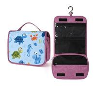 Cartoon Turtle Hanging Toiletry Bag Sea Creature Travel Wash Bag Cosmetics Makeup Organizer for Women Men Portability Multi-Compartment