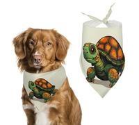 Cartoon Turtle Illustration Dog Bandana Triangle Dog Scarf Washable Polyester Dog Bibs Cute Pet Bandana for Medium Large Dogs Puppy and Cats