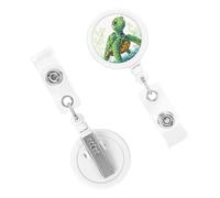 Cartoon Turtle Pattern Badge Reels Retractable Badge Holder with Alligator Clip Cute Nurse Telescopic Badge Clip Name ID Card Holders for Office Worker Doctor Nurse Key Holder