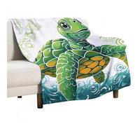 Cartoon Turtle Pattern Blanket Soft Flannel Throw Blanket 40"x50", Lightweight Decorative Blankets Warm Cozy Blankets for Couch, Bed, Camping & Travel, Ideal Gifts for Women Men