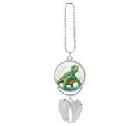 Cartoon Turtle Pattern Car Pendant, Rear View Mirror Hanging Ornament, Auto Decor for Rearview Mirror, Keychain Silver-Style