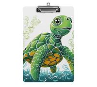 Cartoon Turtle Pattern Clipboard, A4 Acrylic Clipboard with Hanging Hole, Ultra-Light Clip Board - Holds 100 Sheets, Shatterproof Document Holder for Office, 12.5" X 8.5"
