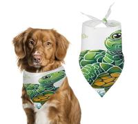 Cartoon Turtle Pattern Dog Bandanas Cute Soft Cotton Puppy Scarves Washable Daily Summer Durable Triangle Reversible Bibs Suitable for Small Medium Large Dogs and Cats