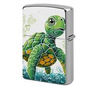 Cartoon Turtle Pattern Metal Lighter Case Windproof Vintage Lighters Holder Reusable Cool Cigarette Lighter Cover for Men Personalized Pocket Flip Lighters Sleeve Double Sided Portable Protective Slee