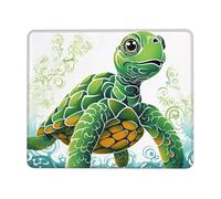 Cartoon Turtle Pattern Mouse Pad with Stitched Edge, Comfortable Mouse Pads with Non-Slip Rubber Base Gaming Mouse Mat Washable Mousepads Computers Laptop Desk Accessories for Office 10 x 12 inch