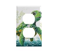 Cartoon Turtle Pattern Outlet Cover, American Standard Wall Plate with Screws - Heat & Impact Resistant Stainless Steel, 1-Gang Duplex Socket Cover for Home Decor