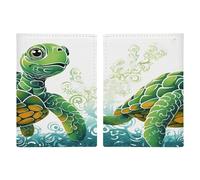 Cartoon Turtle Pattern Passport Holder Ultra Slim PU Leather Travel Document Organizer Compact Premium International US Passport Protector Cover for Women Men