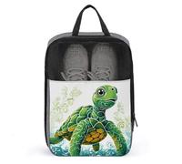 Cartoon Turtle Pattern Shoe Bag Waterproof & Breathable Shoe Pouch for Travel, Portable Carry Case for Sports Sneakers, Gym, Vacation