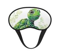 Cartoon Turtle Pattern Sleep Mask for Side Sleeper Soft Breathable Sleeping Eye Mask Blackout Silk Eye Sleep Shade Cover with Elastic Strap Night Blindfold for Women Men Travel Nap