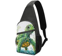 Cartoon Turtle Pattern Sling Bag for Men Women, Hands-Free Crossbody Bag, Casual Chest Bag for Running, Hiking, Travel