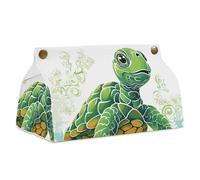 Cartoon Turtle Pattern Tissue Box Cover Rectangle Modern PU Leather Tissue Holder Farmhouse Napkin Holders Decorative Tissues Box Holder for Bathroom Kitchen Office Bedroom Dresser
