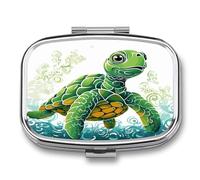 Cartoon Turtle Pattern Travel Pill Organizer Portable Daily Waterproof Pill Case Small Medicine Storage Container for Vitamins Fish Oil Cod Liver Oil Earplug Storage